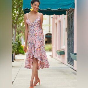 Dress the Population Salome Sleeveless Embroidered True Wrap Dress